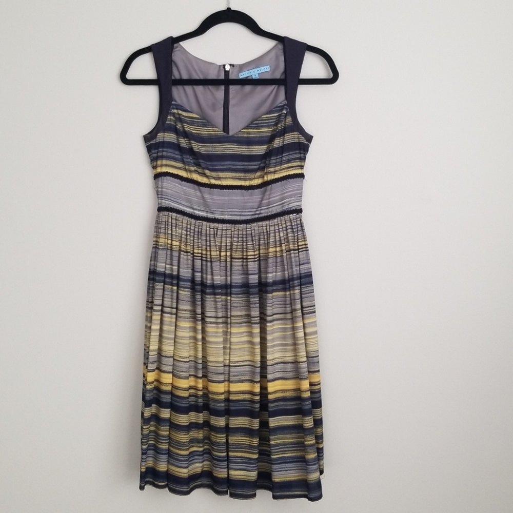 Blue and Yellow Striped Dress